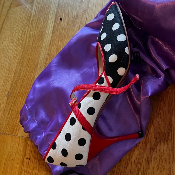 Comme Il Faut Amazing Dancing Shoes size 41 RARE polka dot white/black/red NEW! - Picture 2 of 7
